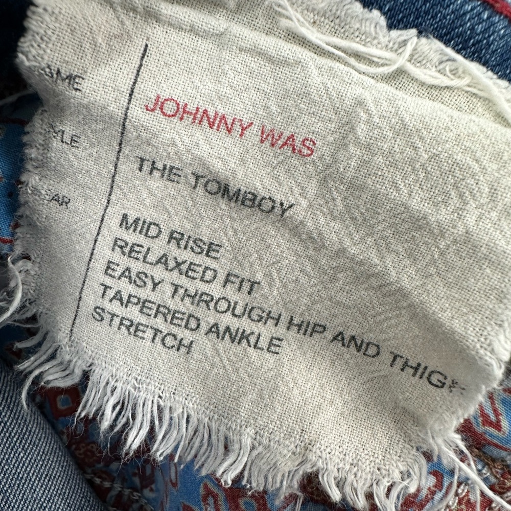Johnny Was The Tomboy Mid Rise Relaxed Tapered Jeans Distressed Boho Western 29 - Picture 5 of 13